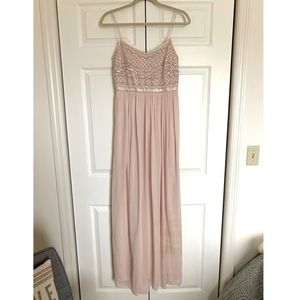 Adrianna Papell Sleevless Bead Bodice Chiffon Gown